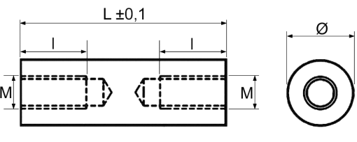 Výkres - Distanční trubičky M3 L=38 mm, PA-GV25, černá