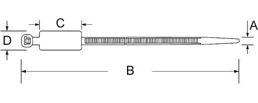 Výkres - Stahovací pásky 4,8/190 typ 3, PA 6.6, přírodní