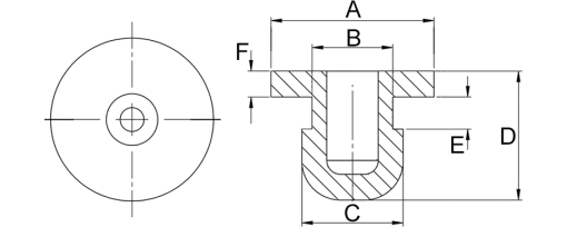 Výkres - Nožičky přístrojové 25,3/12,5/15,3/5/4, PVC, černá