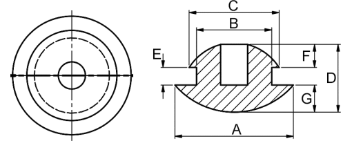 Výkres - Nožičky přístrojové 17,5/11,1/13,3/2,6/4, PVC, černá