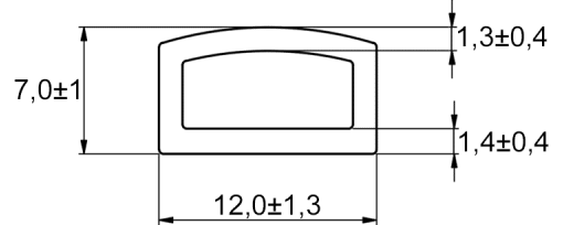 Výkres - Pěnové těsnění 12,0x7,0, samolepicí, role à 20 metrů, EPDM, černá