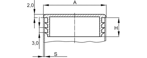 Výkres - Lamelové zátky čtvercové 20/20x0,8-3, PE, černá