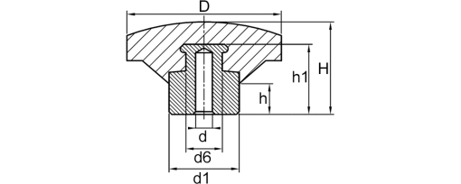 Výkres - Hvězdicová matice - růžice M12 / typ S, duroplast, černá