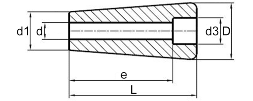 Výkres - Ovládací prvky - kónická rukojeť 6,0 / pevná, duroplast, černá