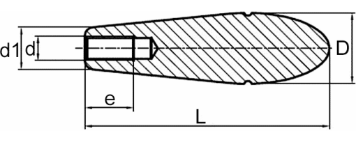 Výkres - Ovládací prvky - kónická rukojeť M12 / pevná, duroplast, černá