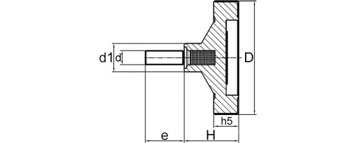 Výkres - Ruční kola plná M12x40 Ø80 / typ T, duroplast, černá