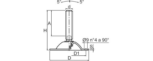 Výkres - Stavitelné nohy M24x90 SW19, nerezová ocel