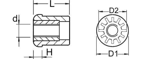 Výkres - Zátky se závitem kulaté 30x1 M8, PA 6, černá