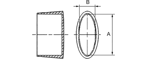 Výkres - Návleky na eliptické trubky 41 x 16 mm, PE, černá