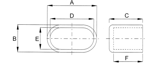 Výkres - Návleky na oválné trubky 30 x 15 mm, PE, černá