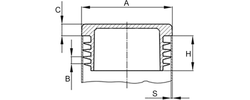 Výkres - Lamelové zátky obdélníkové 140/60 x 2-4,5, PE, černá