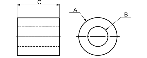 Výkres - Distanční trubičky 10x6,2x18, PA-GV25, černá