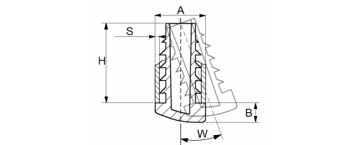 Výkres - Lamelová zátka - zešikmená, oválná 30x15x1-2, PE, černá