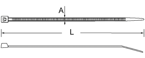 Výkres - Stahovací pásek, opakovaně použitelný 4,8 x 300, PA 6.6, černá
