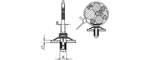 Výkres - Držák stahovacích pásků 5 mm, PA 6.6, černá