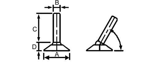 Výkres - Stavitelná noha Ø26 / M8x27, PA, černá / pozinkovaná ocel