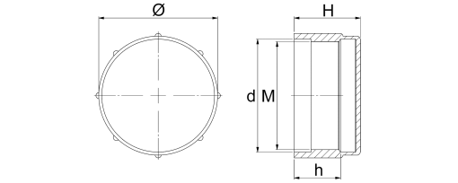 Výkres - Ochranné zátky závitů M18 x 1,5, LDPE, červená