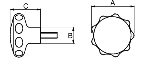 Výkres - Upínací šrouby - růžice 40/M6x60, PA 6, černá