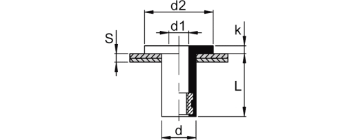 Výkres - Matice zaslepovací - kotevní systém M6 / 0,8-4,7, EPDM, černá