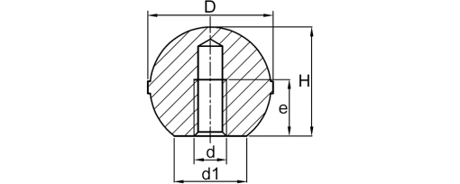 Výkres - Ovládací prvky - koule M12 / vnitřní závit, vroubkované, duroplast, černá