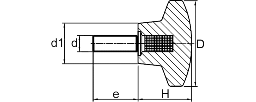 Výkres - Křížový ovládací šroub DIN 6335 M10x64, duroplast, černá