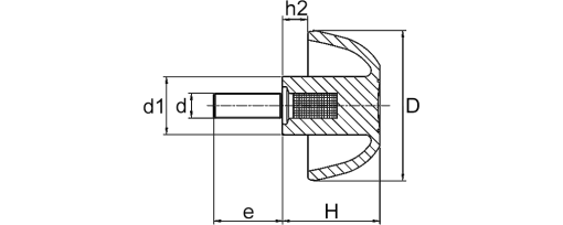 Výkres - Hvězdicová rukojeť se šroubem M10x20, PA-GV, černá