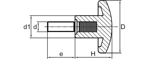 Výkres - Hvězdicová rukojeť se šroubem M6x20, PA-GV, oranžová