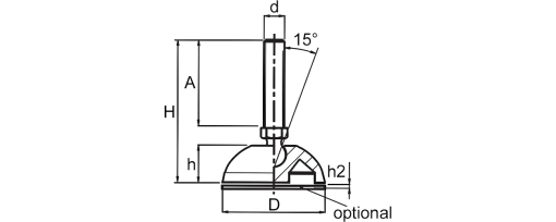 Výkres - Stavitelné nohy M16x67 Ø60, PA vyztužený, černá